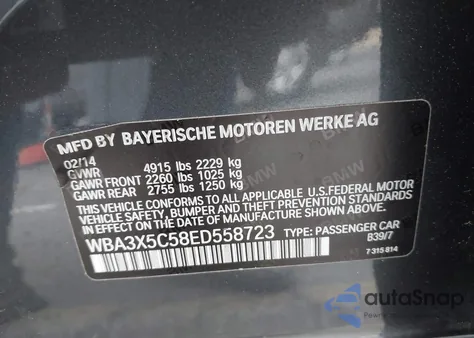 2014 BMW 328I Gran Turismo xDrive from USA, damaged, VIN WBA3X5C58ED558723